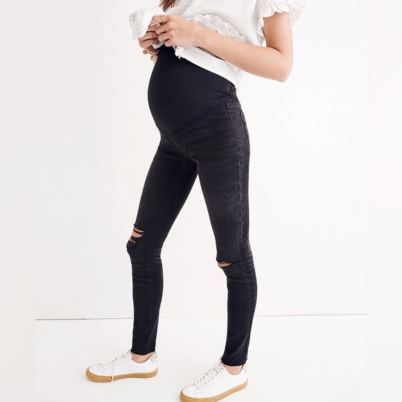 MADEWELL MATERNITY skinny jeans distressed look black rinse size 32 - Picture 1 of 6